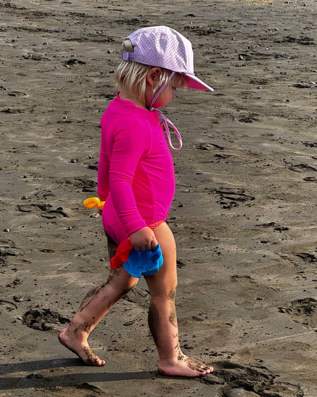 Hi - Viz Neon Pink Girls One Piece Long Sleeve Swimsuit - Tuck & Char Co.