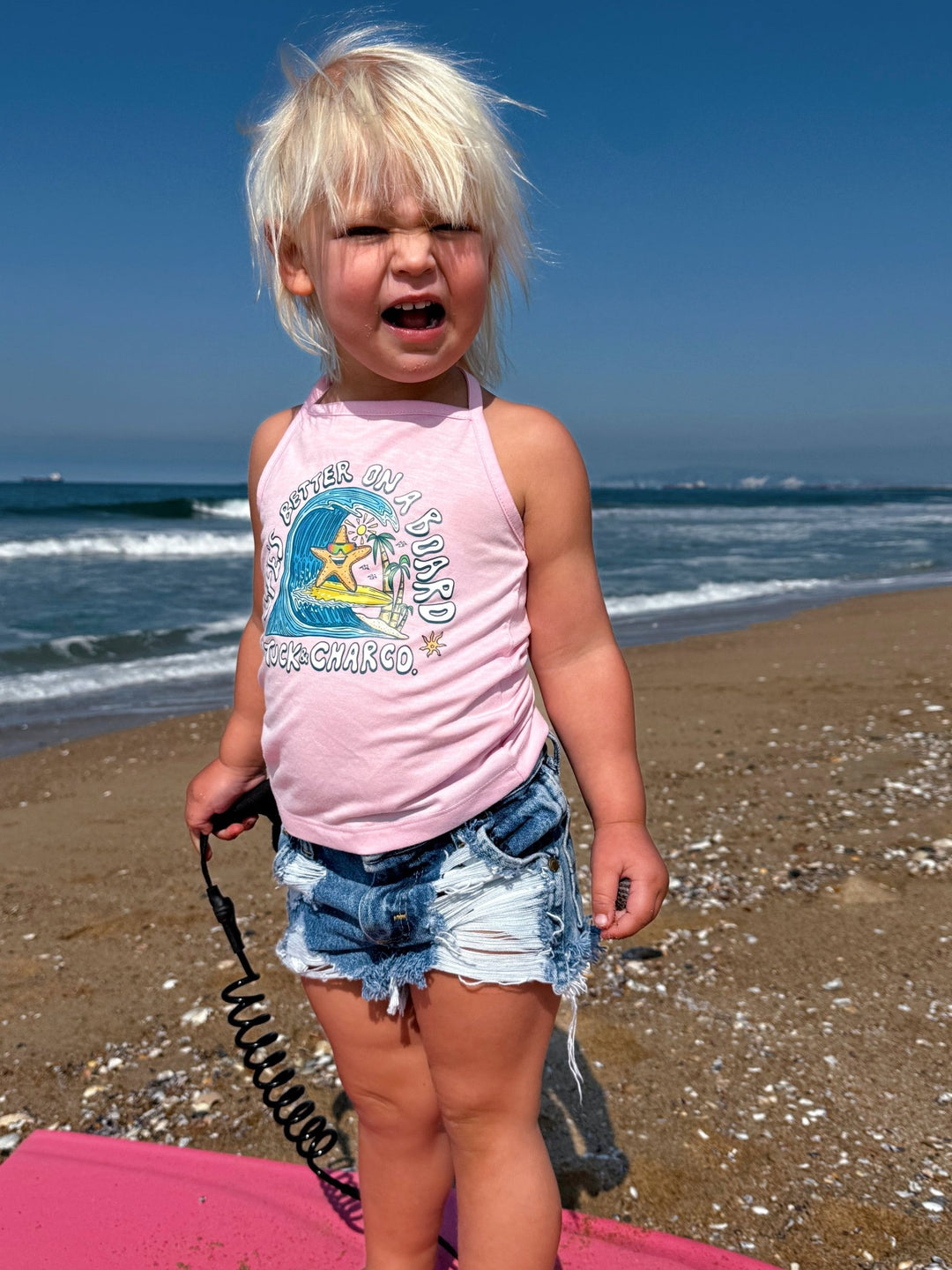 Life's Better on a Board Girls Halter Top - Pink - Tuck & Char Co.