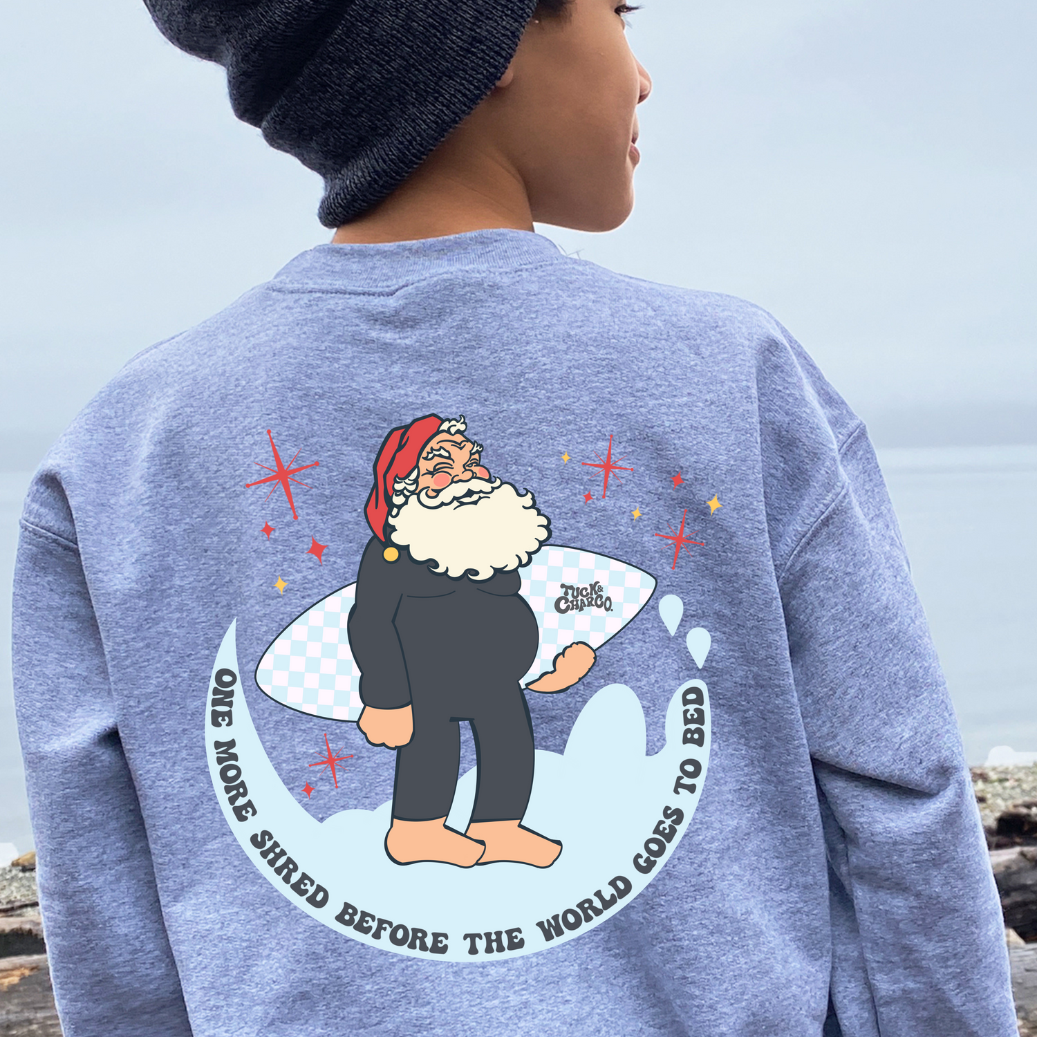 One More Shred Surfing Santa- Crewneck Sweatshirt