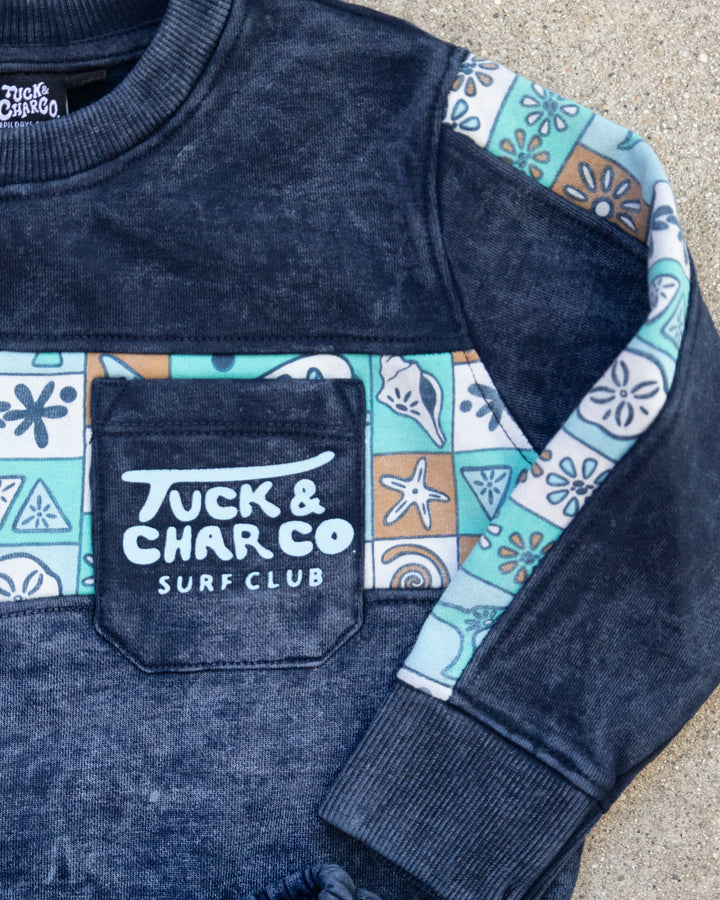 Boys Retro Coastal Surf Club Crewneck – Blue