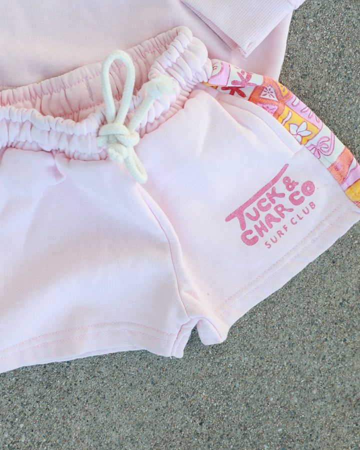 Shorts– Girls Retro Coastal Surf Club (Pink)