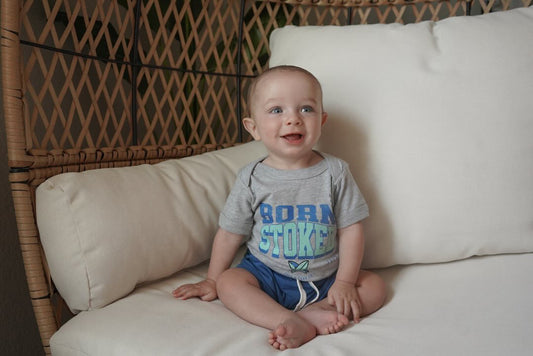 Born Stoked Onesie Green/Blue - Tuck & Char Co. 