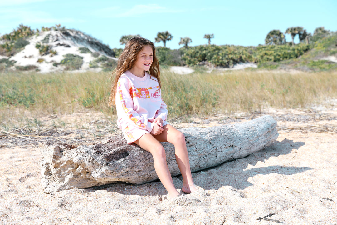 Girls Retro Coastal Surf Club - Pink