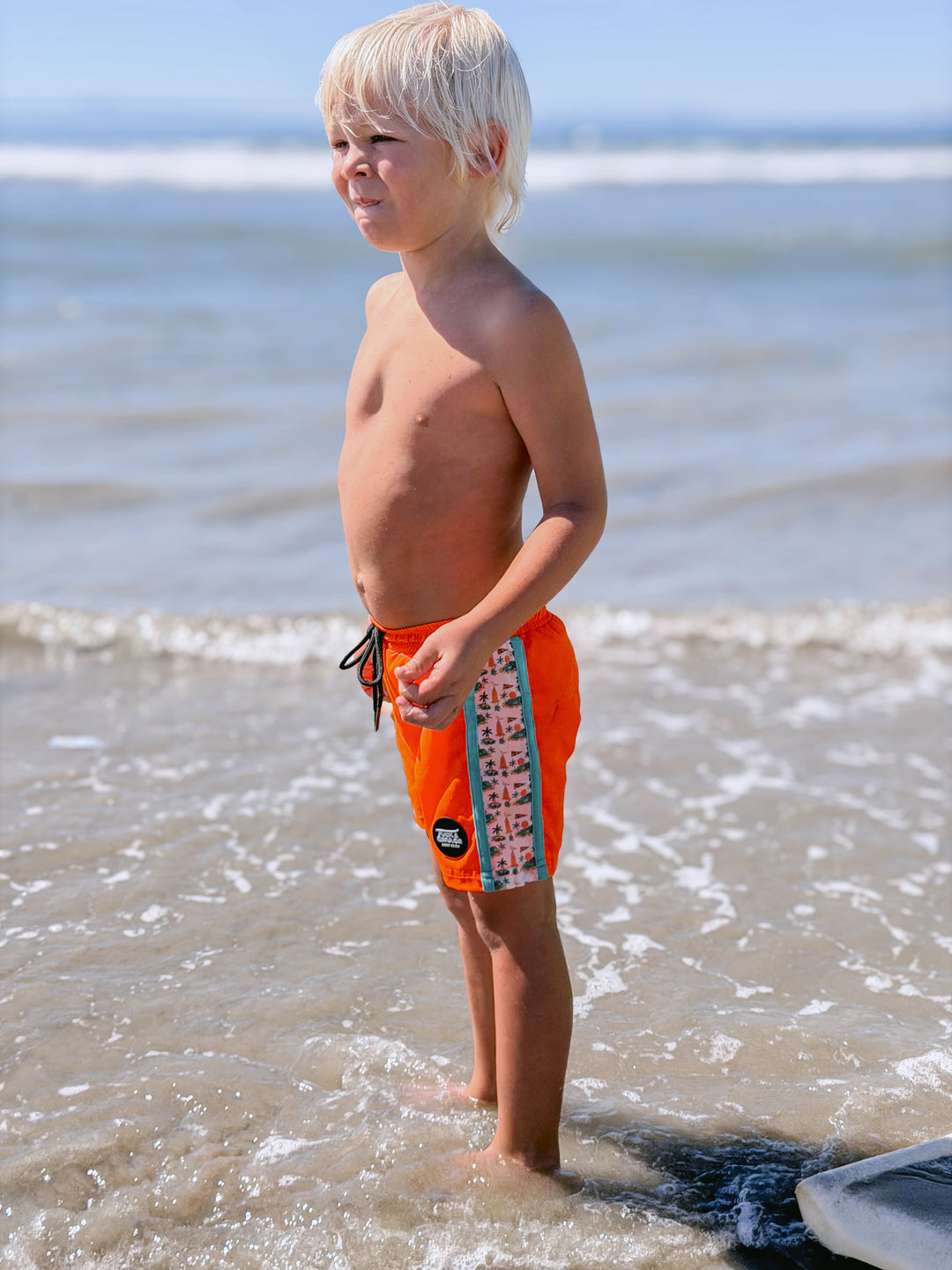 Neon Orange Boys Hybrid Boardshorts – Surfing Seagulls [PRE-ORDER]