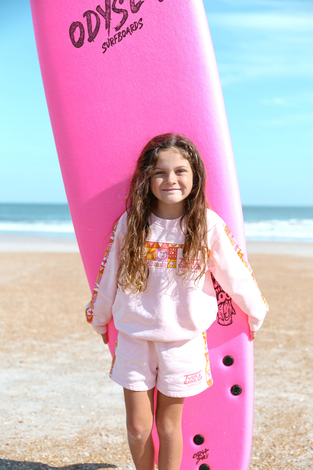 Girls Retro Coastal Surf Club - Pink