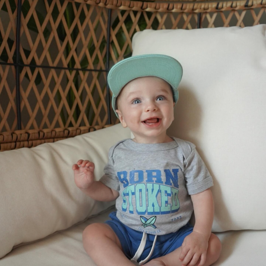 Born Stoked Onesie Green/Blue - Tuck & Char Co. 