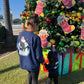 One More Shred Surfing Santa- Kids Navy Crewneck Sweatshirt