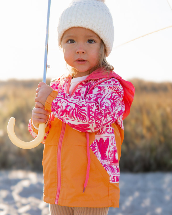 Girls All-Weather Surf Jacket — Pink | Orange