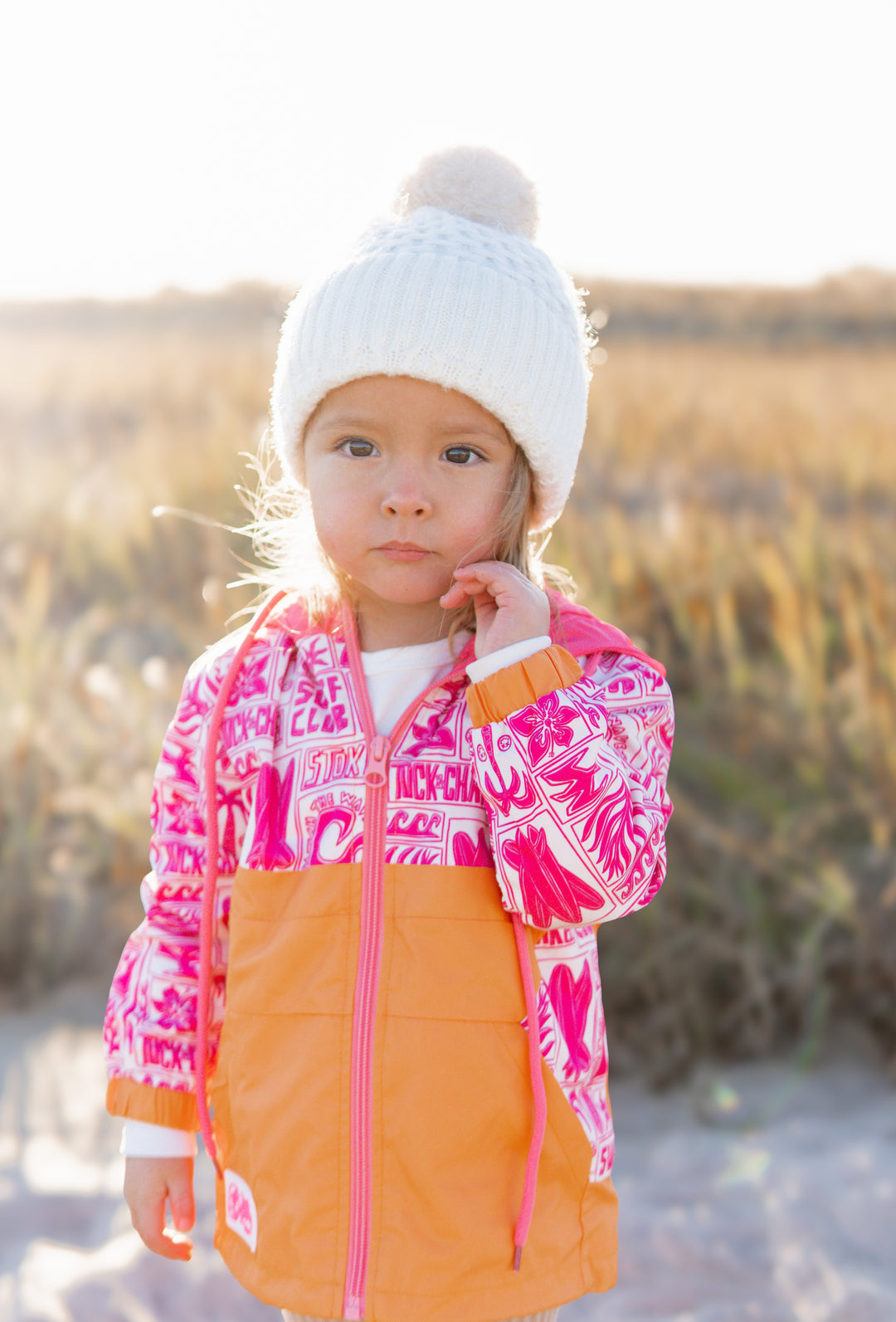 Girls All-Weather Surf Jacket — Pink | Orange