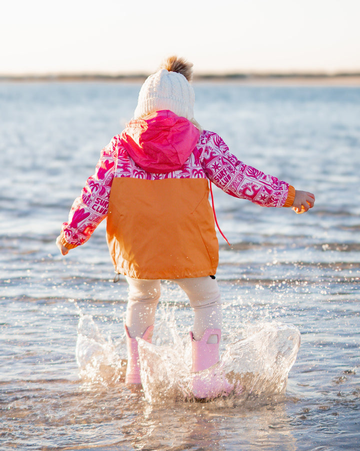 Girls All-Weather Surf Jacket — Pink | Orange