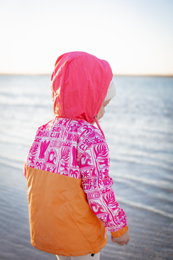 Girls All-Weather Surf Jacket — Pink | Orange