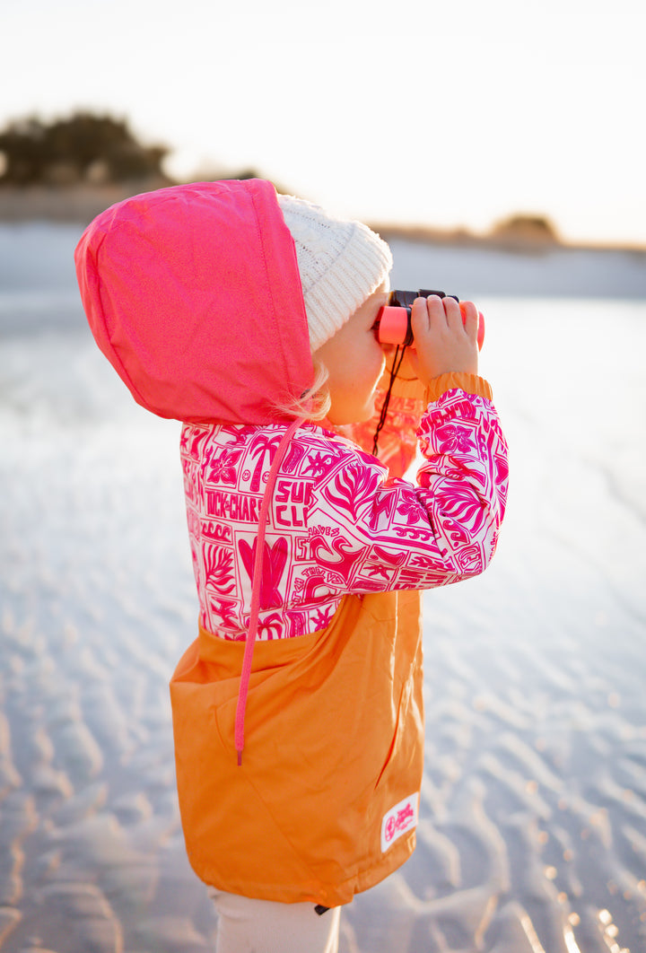 Girls All-Weather Surf Jacket — Pink | Orange