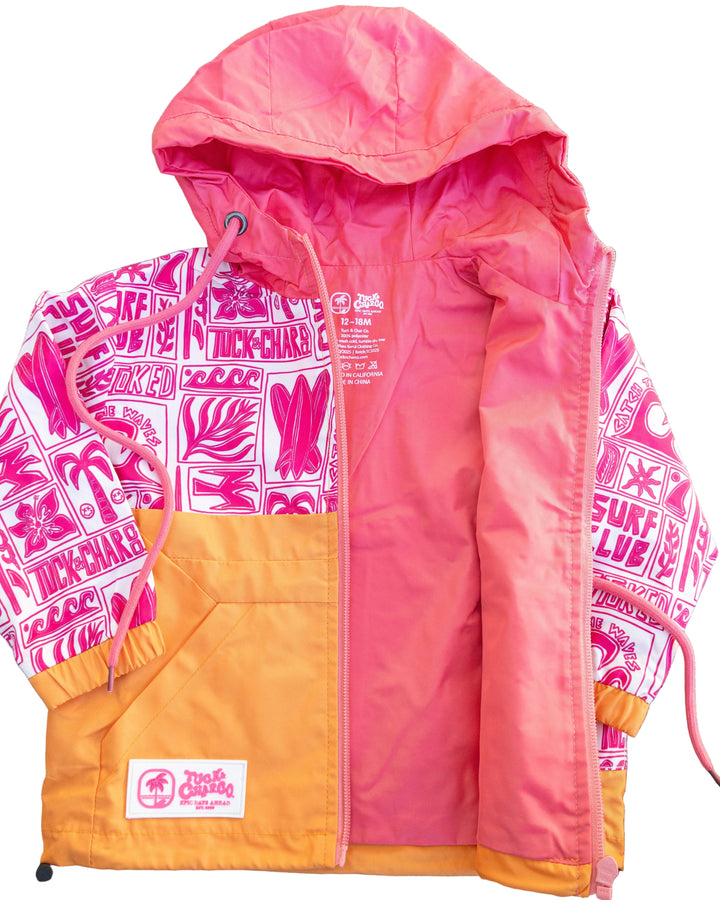 Girls All-Weather Surf Jacket — Pink | Orange