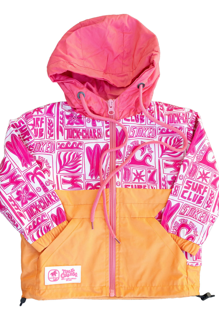 Girls All-Weather Surf Jacket — Pink | Orange