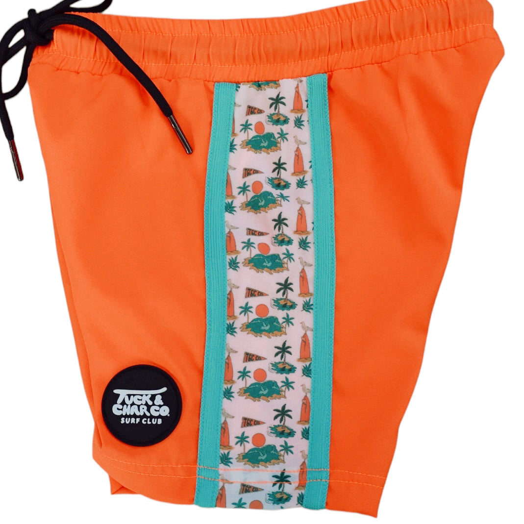 Neon Orange Boys Hybrid Boardshorts – Surfing Seagulls [PRE-ORDER]