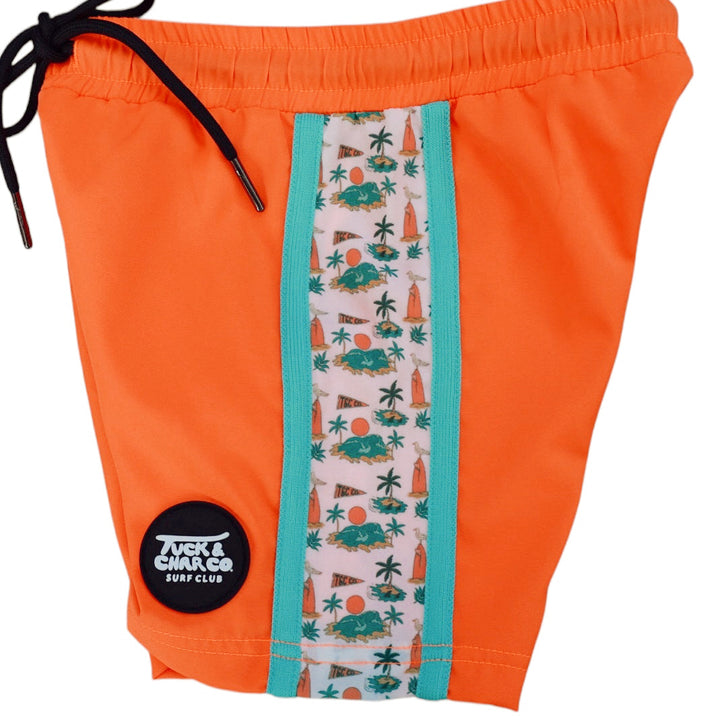 Neon Orange Boys Hybrid Boardshorts – Surfing Seagulls [PRE-ORDER]