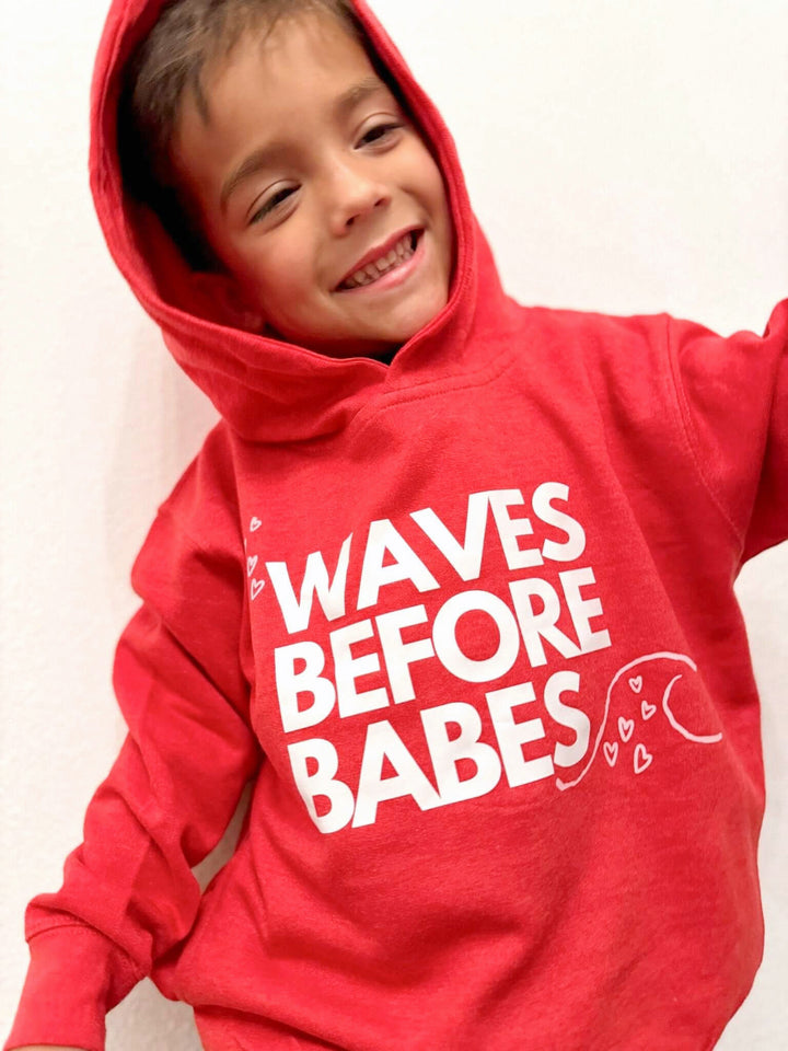 Waves Before Babes- Red Hoodie Sweatshirt