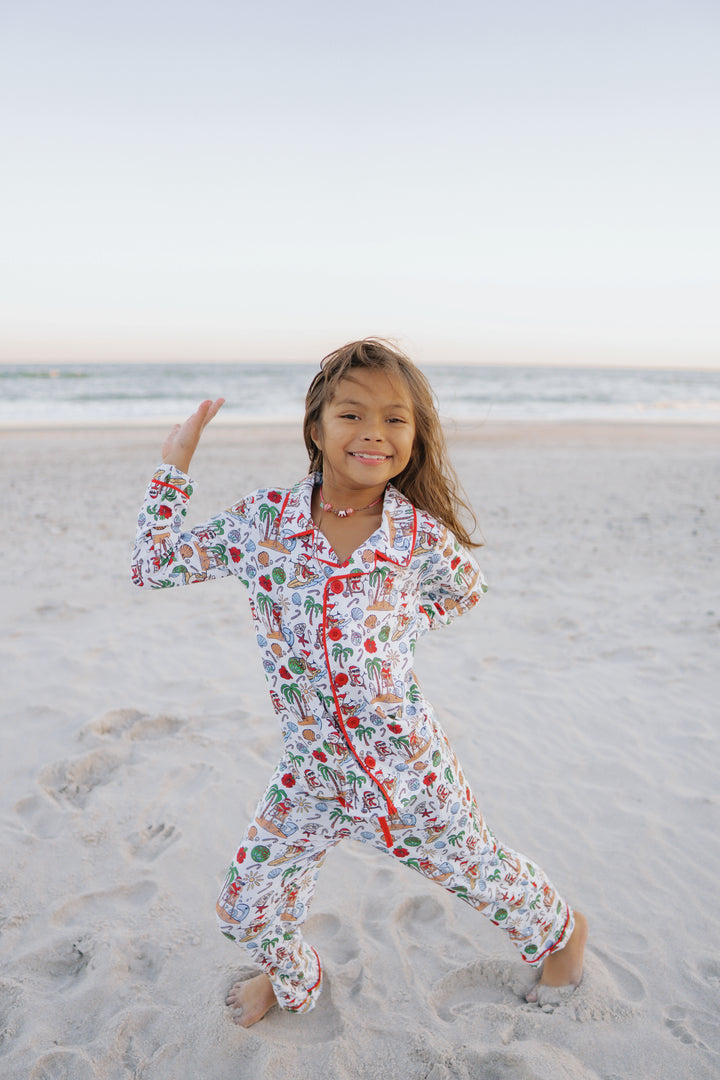 Jolly Waves Unisex Bamboo Long Sleeve Button-Up Pajama Set