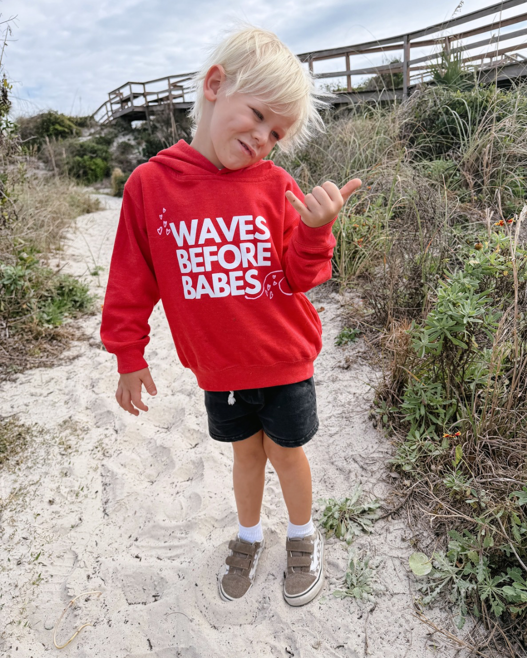 Waves Before Babes- Red Hoodie Sweatshirt