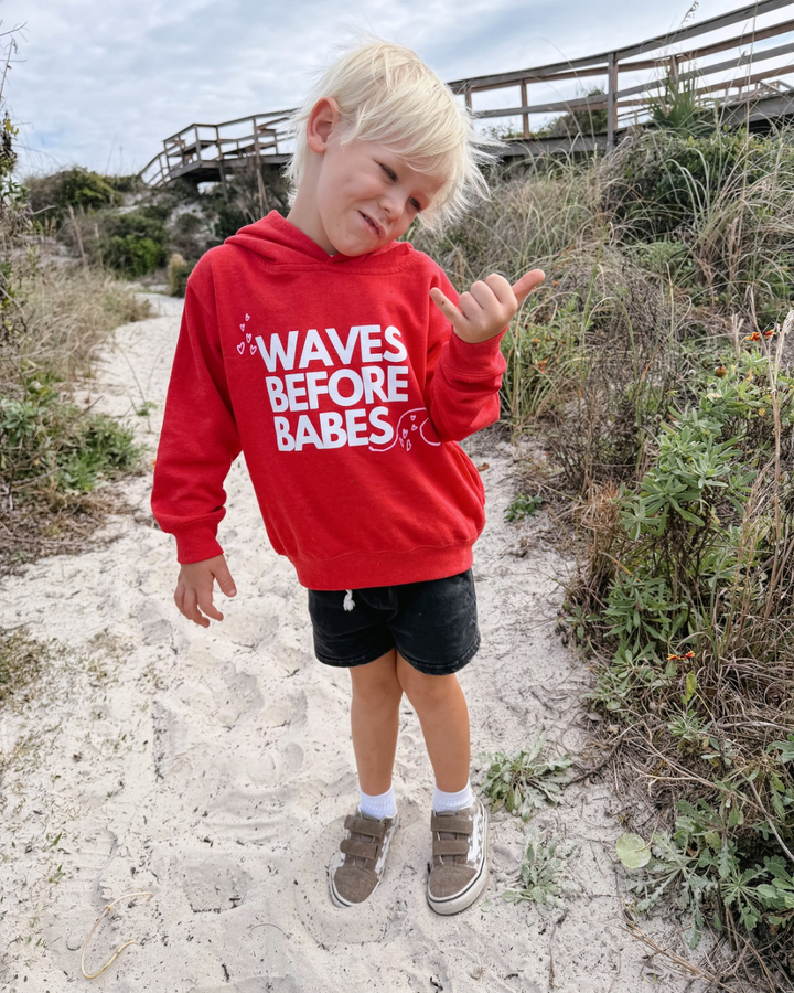 Waves Before Babes- Red Hoodie Sweatshirt