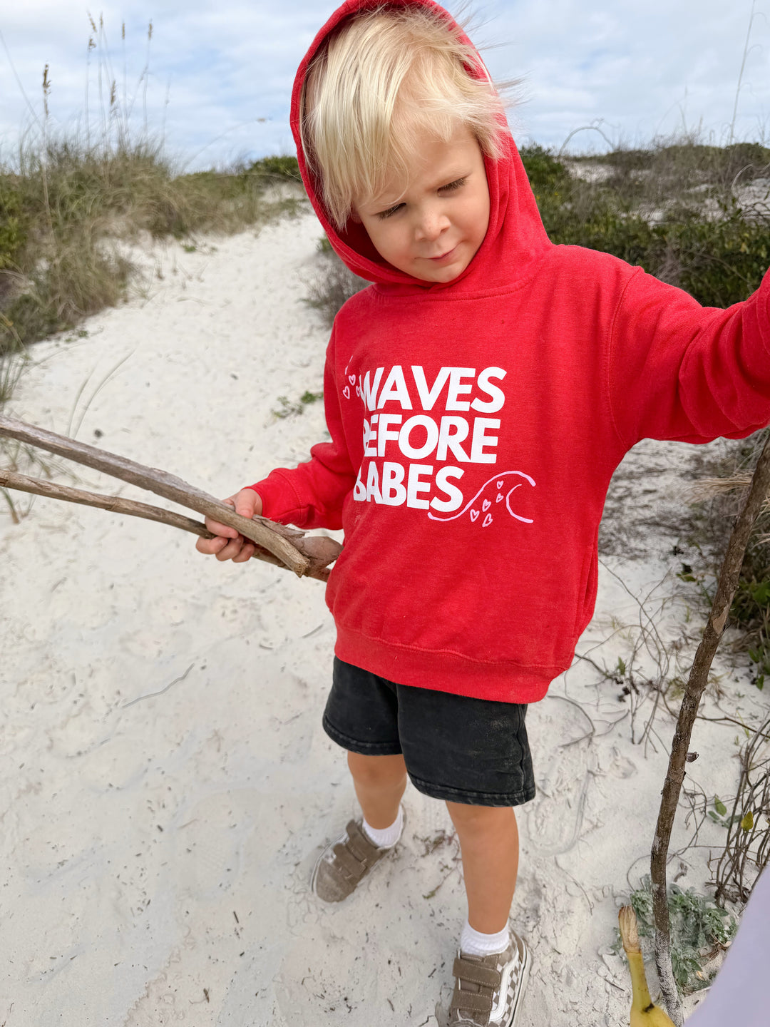 Waves Before Babes- Red Hoodie Sweatshirt