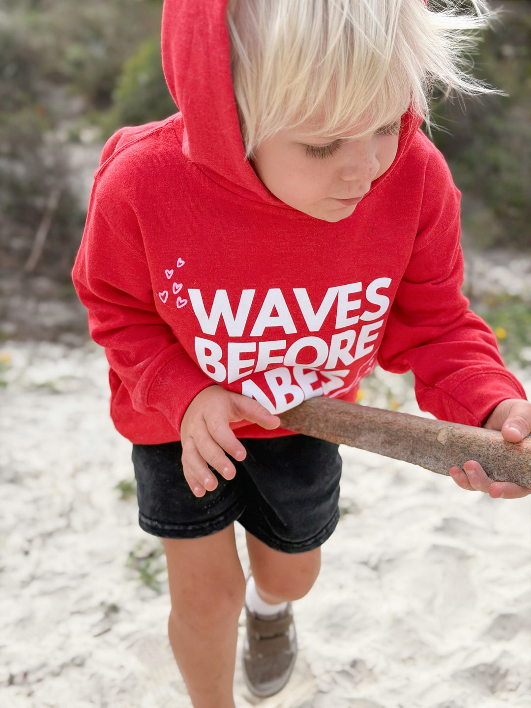 Waves Before Babes- Red Hoodie Sweatshirt