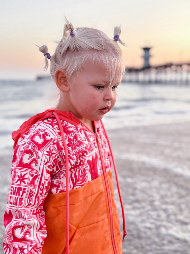 Girls All-Weather Surf Jacket — Pink | Orange