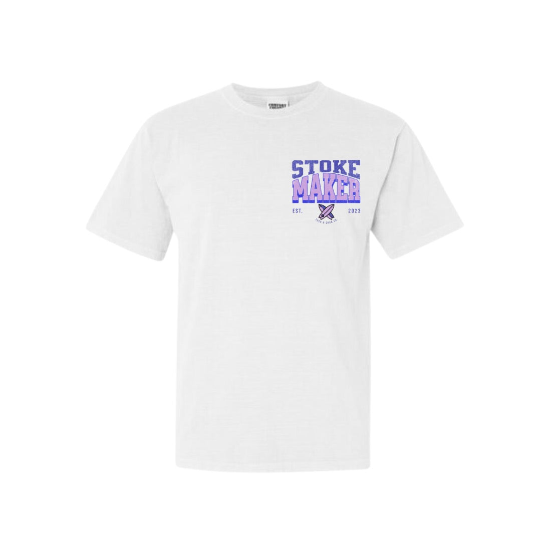 Stoke Maker White T-Shirt- Purple - Tuck & Char Co. 