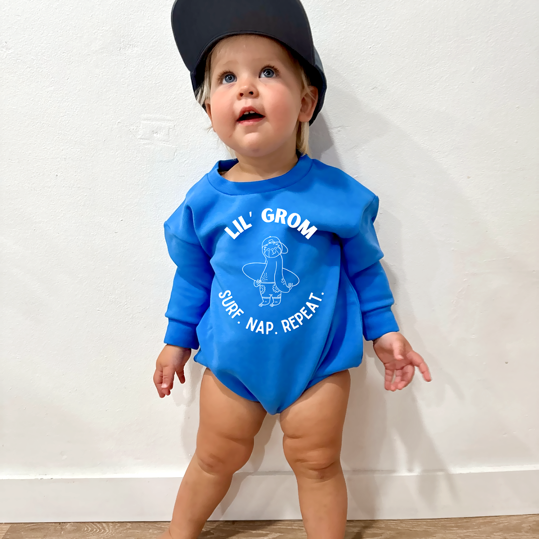 Lil' Grom Bubble Romper Royal - Tuck & Char Co. 