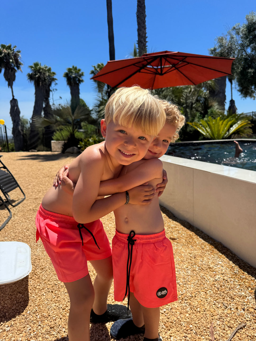 Hi-Viz Neon Salmon Boys Hybrid Boardshorts