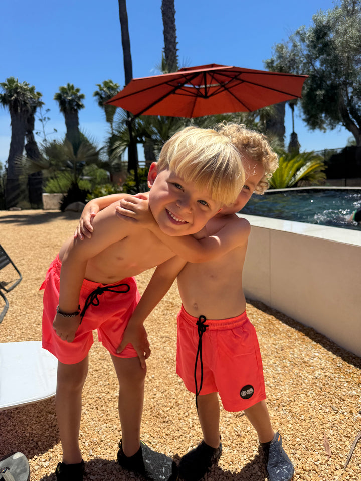 Hi-Viz Neon Salmon Boys Hybrid Boardshorts