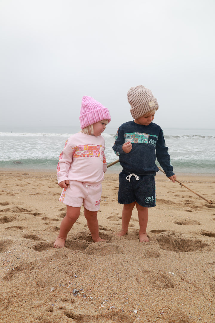 Shorts– Girls Retro Coastal Surf Club (Pink)