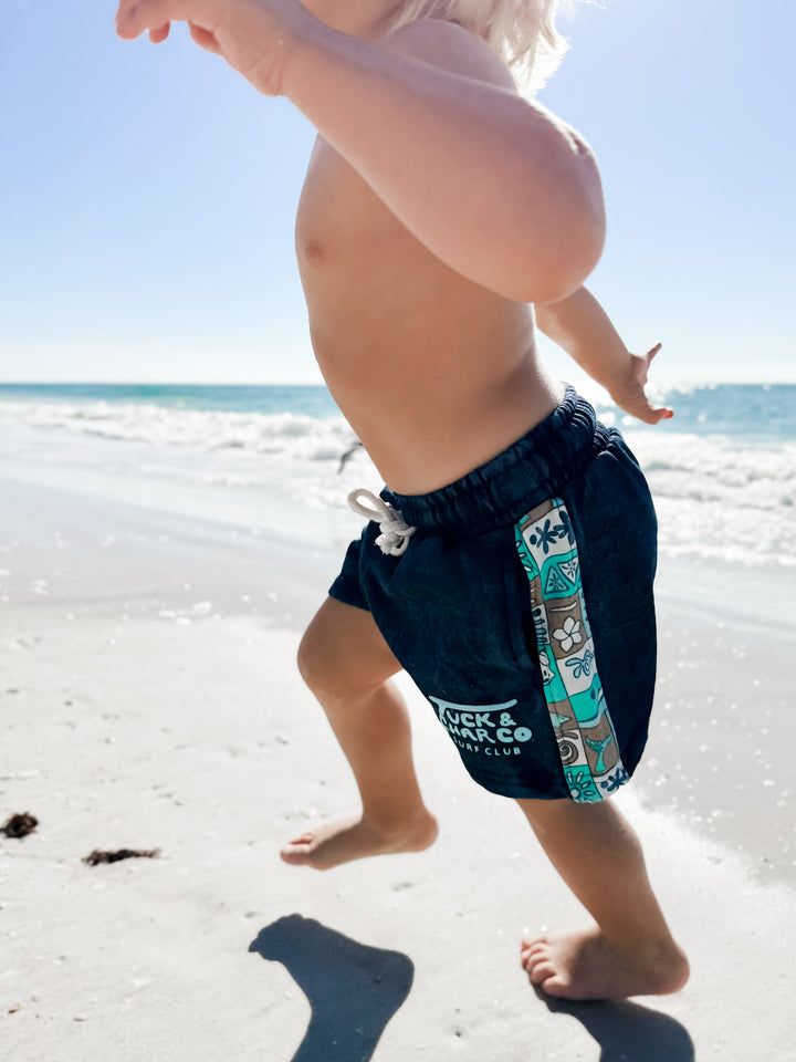 Shorts – Boys Retro Coastal Surf Club (Blue)