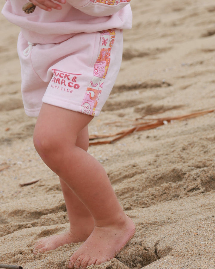 Shorts– Girls Retro Coastal Surf Club (Pink)