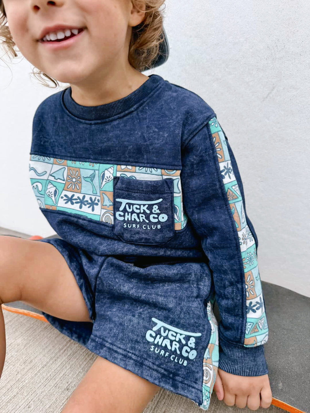 Boys Retro Coastal Surf Club Crewneck – Blue