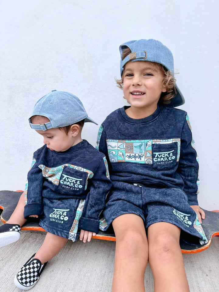 Boys Retro Coastal Surf Club Crewneck – Blue