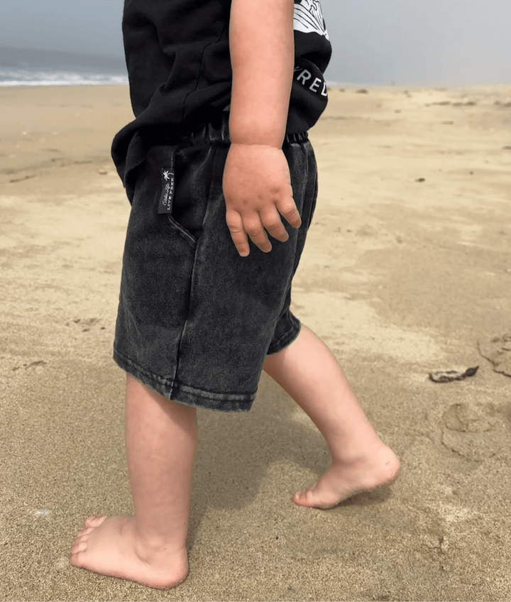 Acid Washed Black Shorts - Tuck & Char Co.