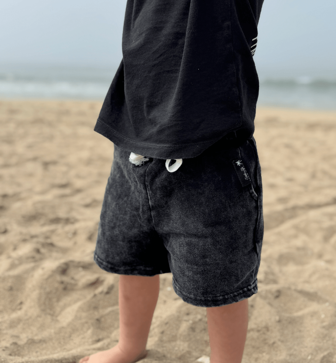 Acid Washed Black Shorts - Tuck & Char Co.