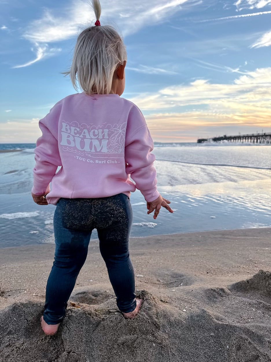 Beach Bum - Crewneck Sweatshirt (Pink) - Tuck & Char Co.