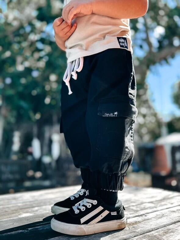 Black Cargo Jogger Pants - Tuck & Char Co.