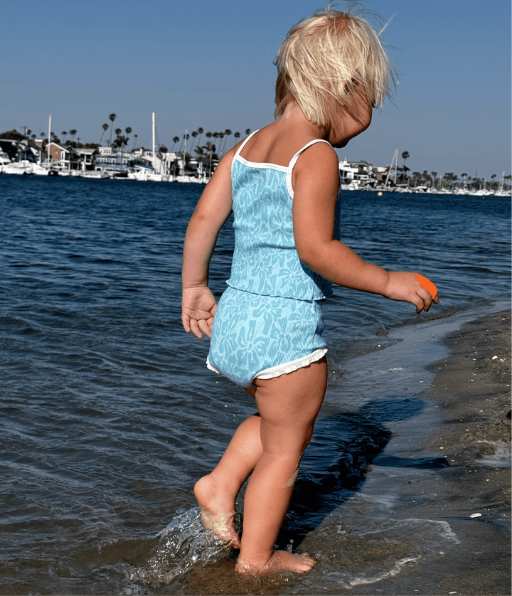 Blue Hibiscus Girls Two Piece Set - Tuck & Char Co.