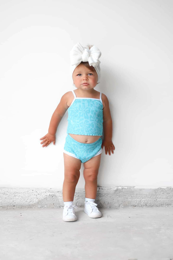 Blue Hibiscus Girls Two Piece Set - Tuck & Char Co.