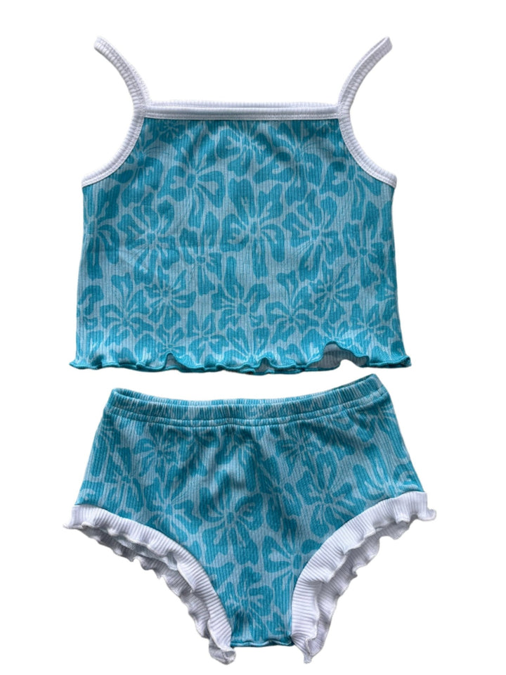 Blue Hibiscus Girls Two Piece Set - Tuck & Char Co.