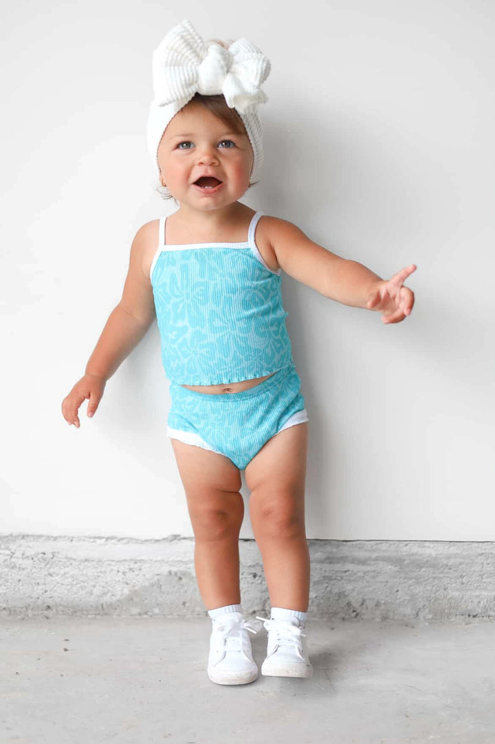 Blue Hibiscus Girls Two Piece Set - Tuck & Char Co.