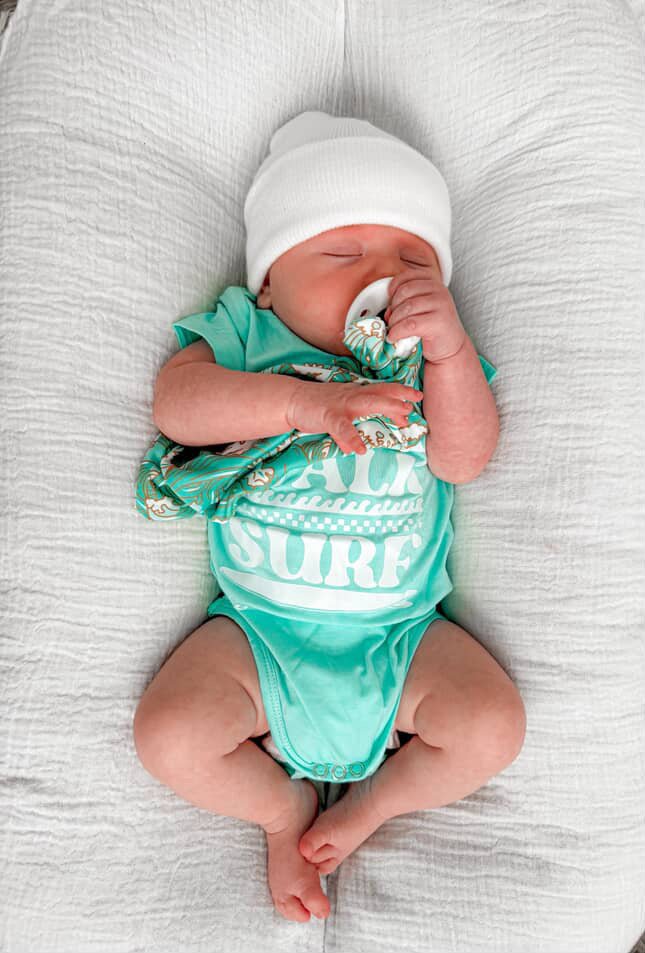 Crawl. Walk. Surf. - Onesie Seafoam Green - Tuck & Char Co.