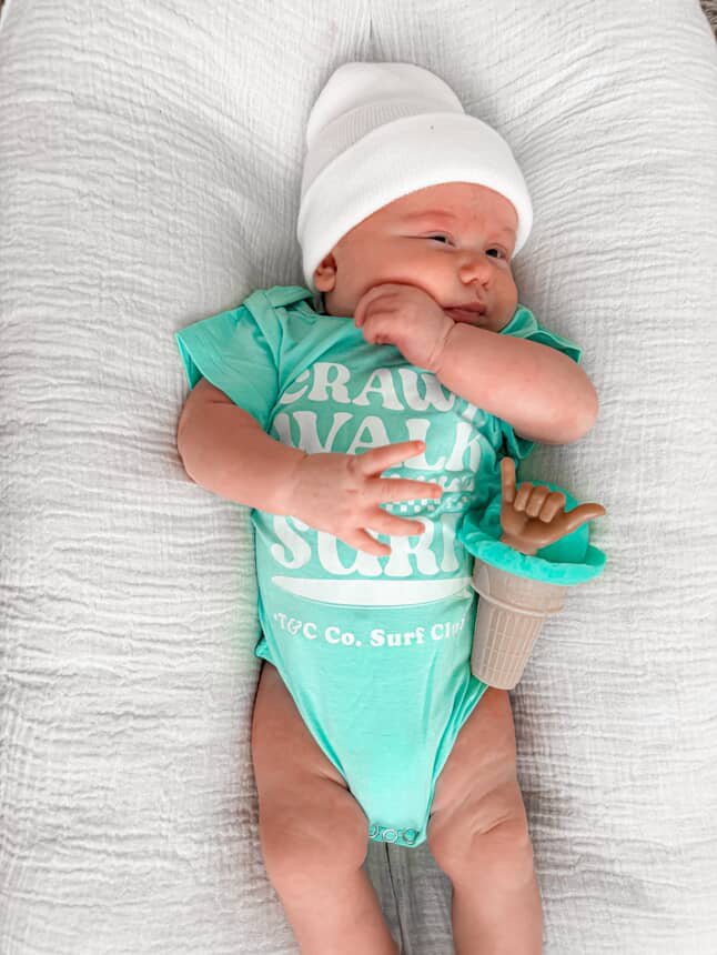 Crawl. Walk. Surf. - Onesie Seafoam Green - Tuck & Char Co.
