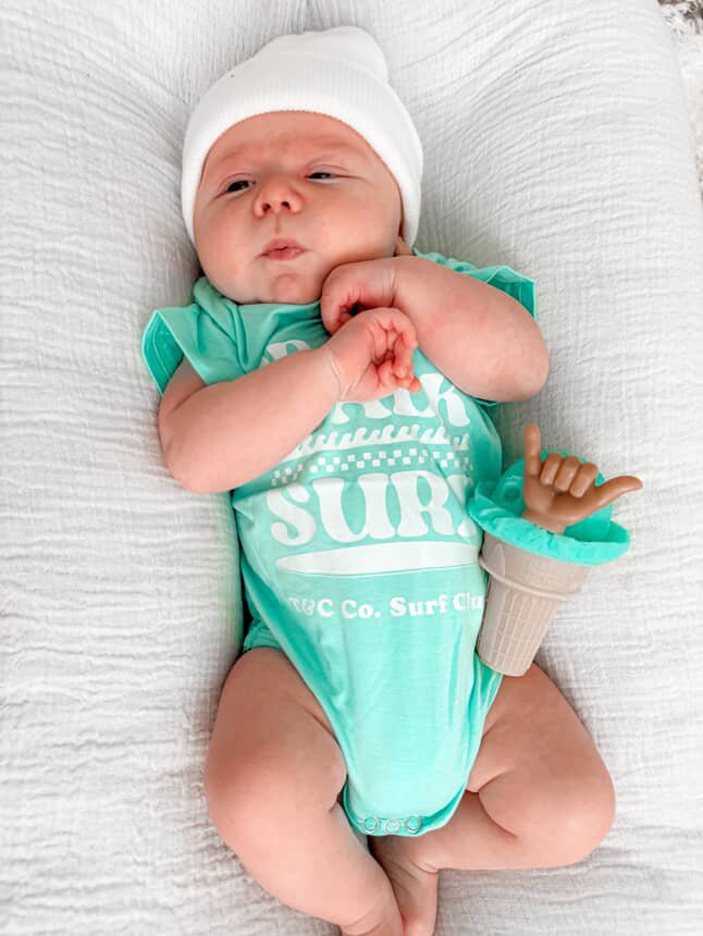Crawl. Walk. Surf. - Onesie Seafoam Green - Tuck & Char Co.