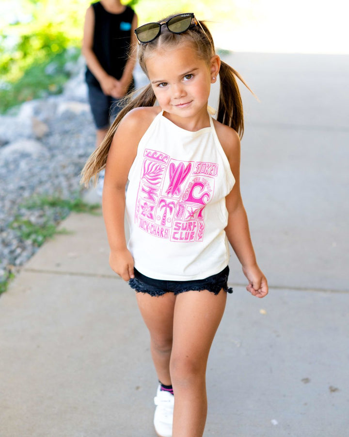 Girls Surf Club Halter Top - Cream - Tuck & Char Co.