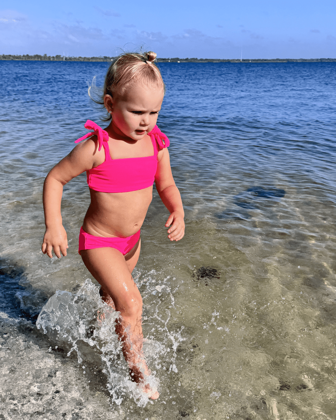 Hi - Viz Neon Pink Girls Bikini Swimsuit - Tuck & Char Co.
