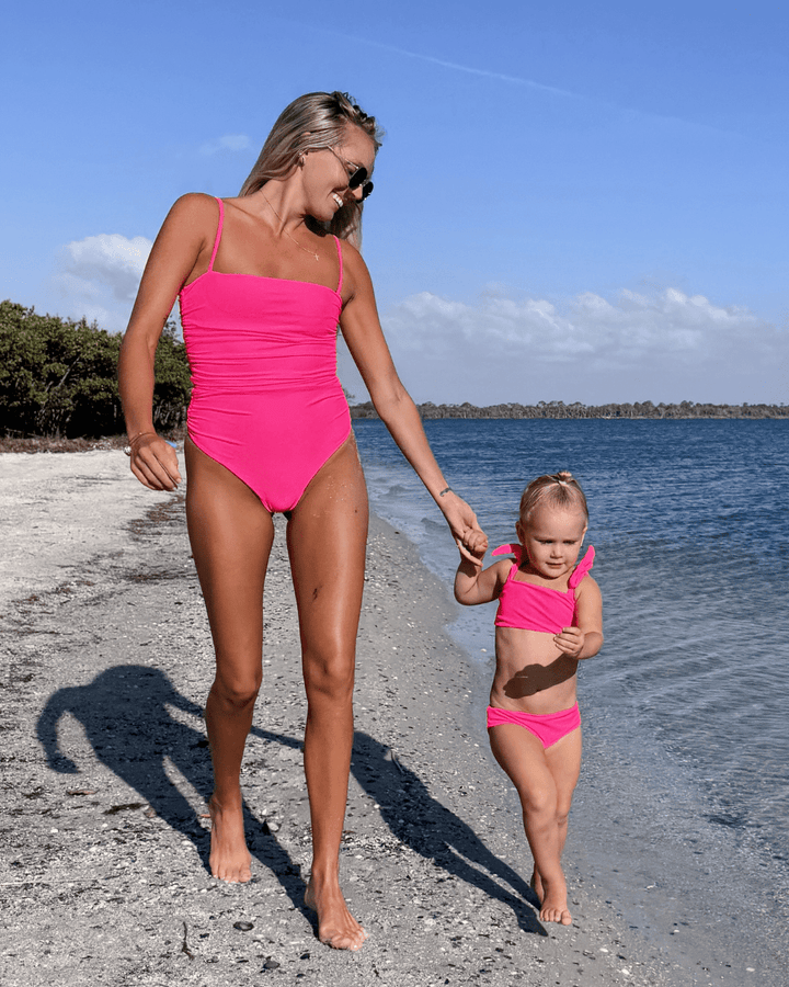 Hi - Viz Neon Pink Girls Bikini Swimsuit - Tuck & Char Co.